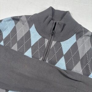Carbon Men's Quarter Zip Argyle‎ 100% Cotton Sweater Size XL
